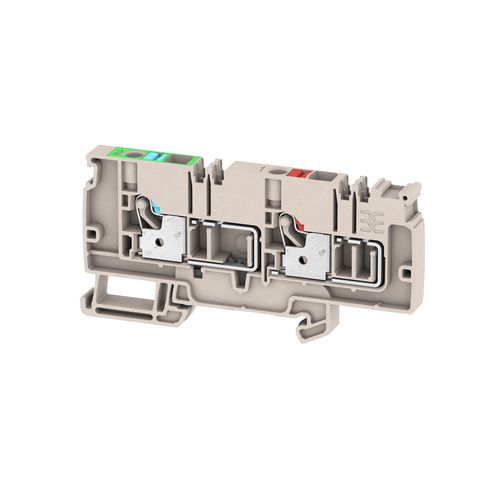 Supply terminal, PUSH IN, 6 mm², 250 V, 41 A, Number of potentials per tier: 2, TS 35, dark beige, Colour of operational elements: red / blue Weidmuller 1988270000 04050118372885