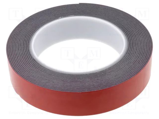 Tape: fixing; W: 25mm; L: 5m; Thk: 1.2mm; double-sided; acrylic; black AFTC AFTC-6411-25MM-5M