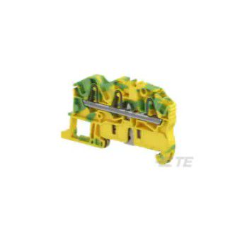 Terminal, spring push in, green yellow, 5.2mm, 3 positions, DIN rail mounted ENTRELEC 1SNK705151R0000