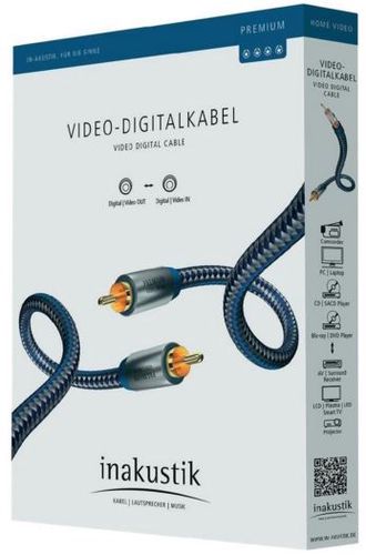 Cable 1xRCA - 1xRCA plugs 1.0m 75Ohm AU plugs, inakustik PREMIUM 1xRCA-1xRCA/1.0/PREM 4001985507931