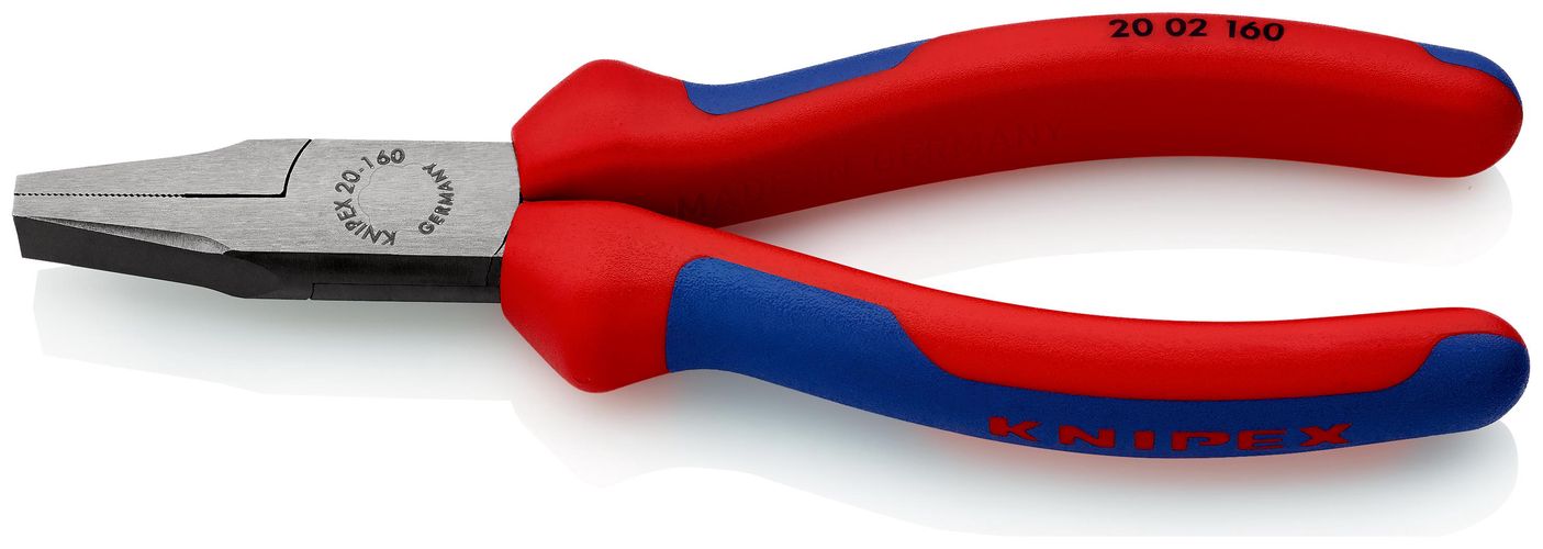KNIPEX 20 02 160 SB Flat Nose Pliers with multi-component grips black atramentized 160 mm (self-service card/blister) 20 02 160 SB 4003773013877