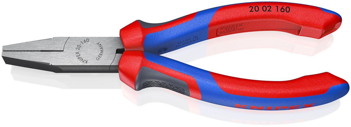 KNIPEX 20 02 160 Flat Nose Pliers with multi-component grips black atramentized 160 mm 20 02 160 4003773035008