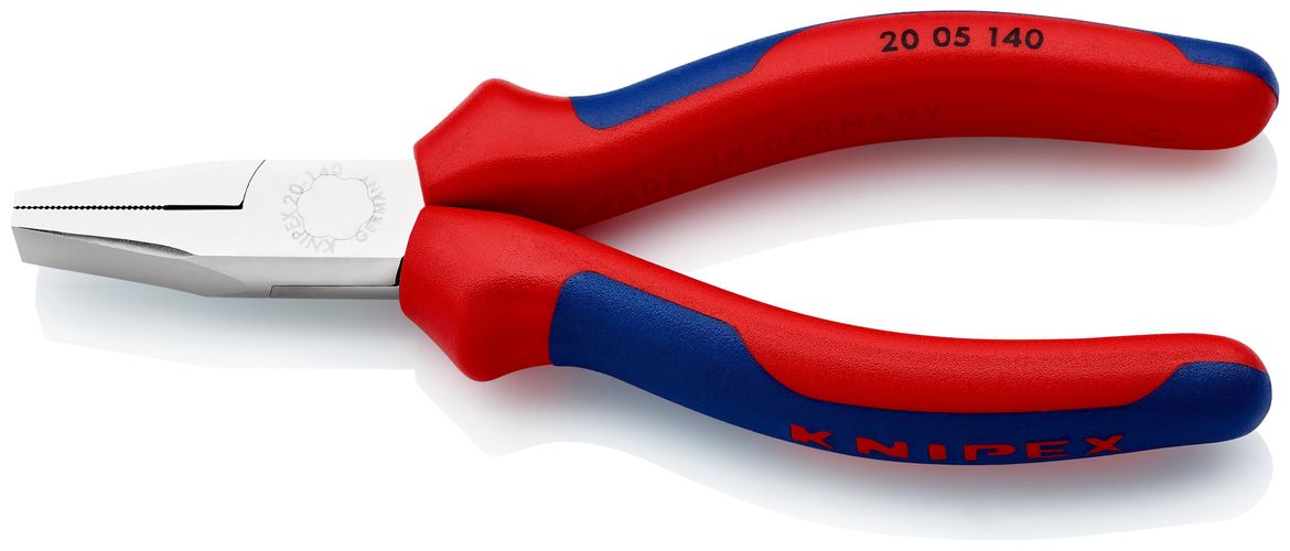 KNIPEX 20 05 140 Flat Nose Pliers with multi-component grips chrome-plated 140 mm 20 05 140 4003773042464