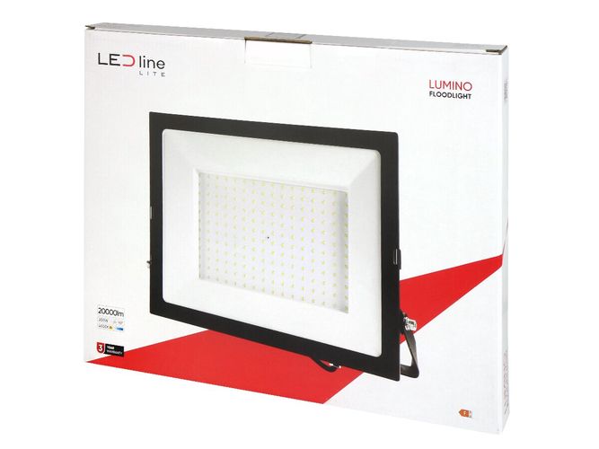 Lauko šviestuvas LED 200W neutraliai balta 230Vac, 20000lm, IP65, juodas, LUMINO, LED LINE 203341 5905378203341