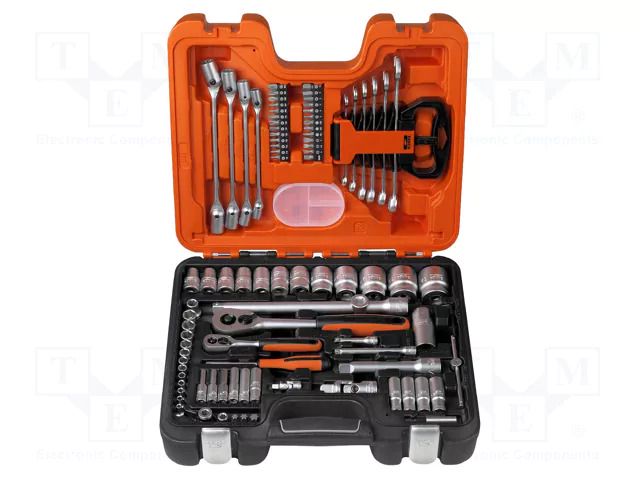 Wrench-set; Chrom-vanadium steel; Mounting: 1/2",1/4"; 91pcs. BAHCO SA.S910