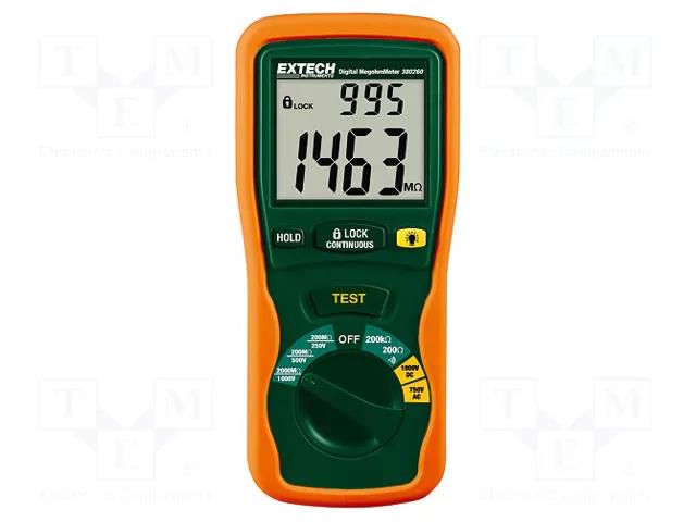 Meter: insulation resistance; LCD; Sampling: 2,5x/s; VAC: 1÷750V EXTECH EX380260