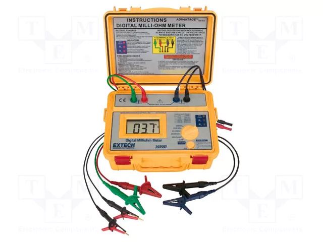 Milli-ohm meter; LCD; (1999); 3x/s; 0.1÷200mΩ,2Ω,20Ω,200Ω,2kΩ EXTECH EX380580