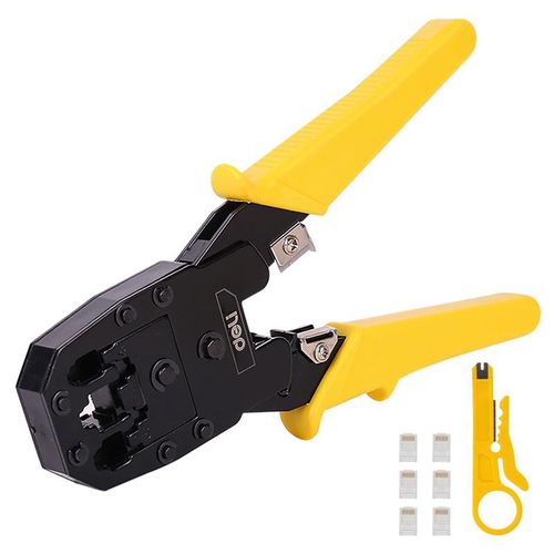 Ethernet Crimper 4/6/8P RJ45/RJ14/RJ12/RJ9 Deli Tools EDL2468 (yellow), Deli Tools EDL2468