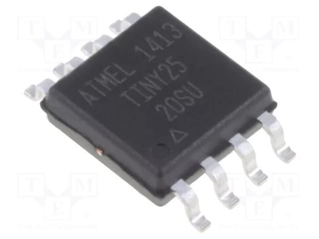 IC: AVR microcontroller; SO8-W; 2.7÷5.5VDC; Ext.inter: 6; Cmp: 1 MICROCHIP TECHNOLOGY ATTINY25-20SU