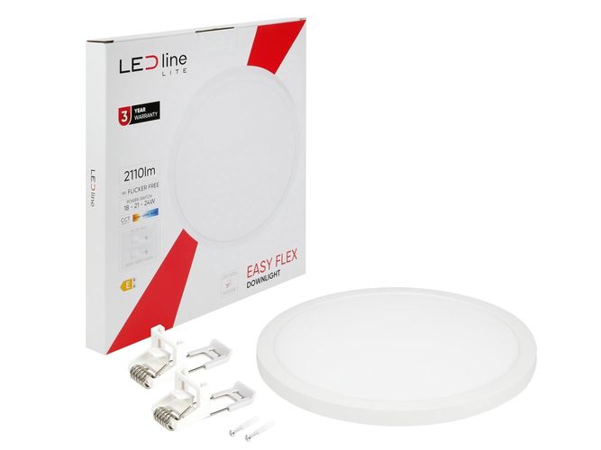 LED panelė universali EASY FLEX 18-21-24W CCT 2110lm, apvali balta 210004