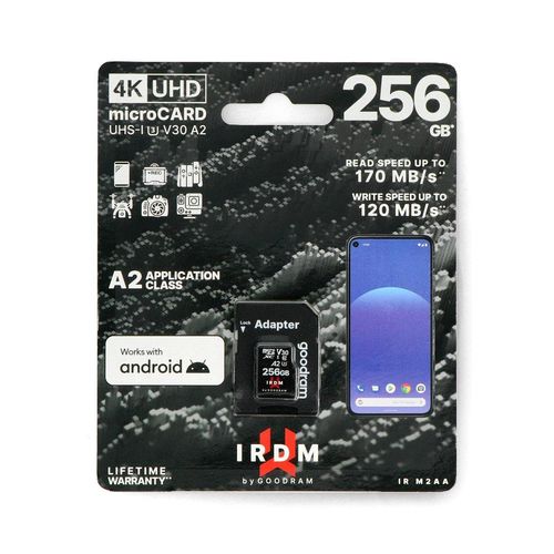 Memory card Goodram IR-M2AA microSD 256GB 170MB/s UHS-I class U3 with adapter GDR-20231 5908267961353