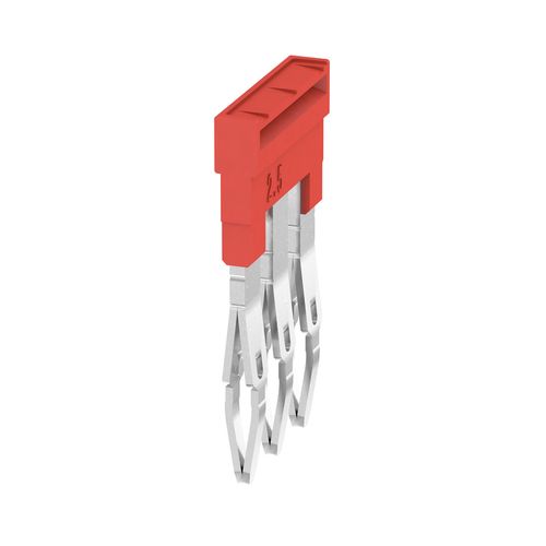 Cross-connector (terminal), Plugged, Number of poles: 3, Pitch in mm: 5.10, Insulated: Yes, 24 A, red Weidmuller 2108690000 04050118448535