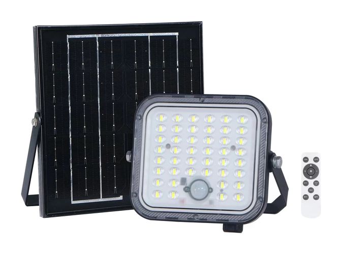 LED floodlight with solar panel and motion sensor LUNIR, 1400lm, 4000mAh, 4000K, 100° 211339 5905378211339