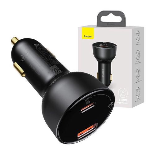 Car charger Baseus Superme, USB, USB-C, 100W (black), Baseus CCZX-01