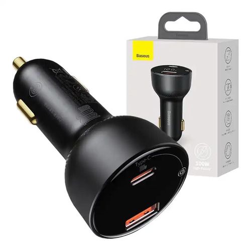 Car charger Baseus Superme, USB, USB-C, 100W (black), Baseus CCZX-01