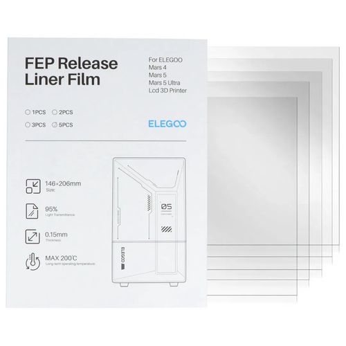 FEP film for Elegoo Mars 4/5/5 Ultra 3D printers - 206x146mm - 5pcs. ELG-25510 6976021763726