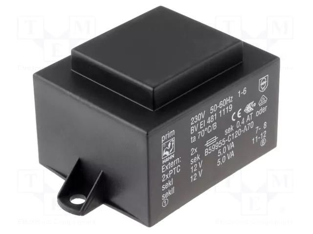 Transformer: encapsulated; 10VA; 230VAC; 18V; 556mA; PCB; BVEI HAHN BVEI4811185