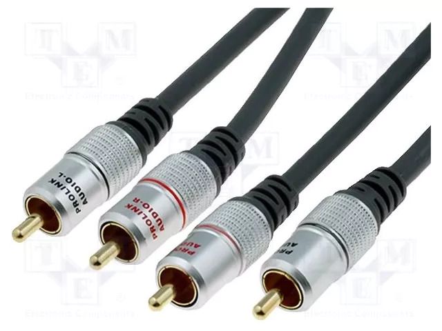 Cable; RCA plug x2,both sides; 1.2m; black PROLINK TCV4270-1.2