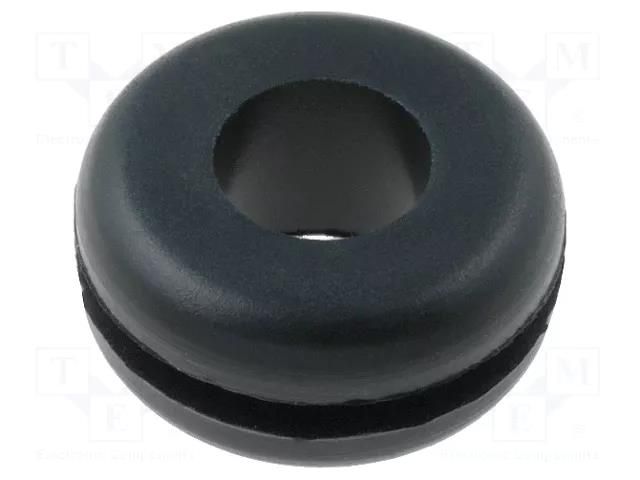 Grommet; Ømount.hole: 9.5mm; Øhole: 6.3mm; rubber; black FIX&FASTEN FIX-GR-3