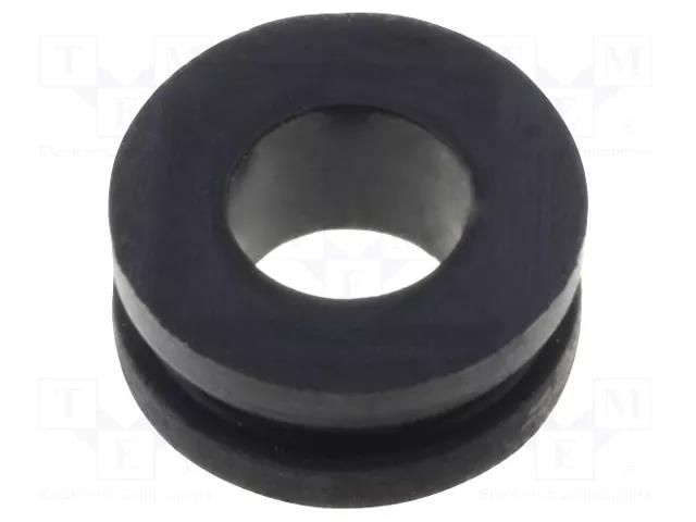 Grommet; Ømount.hole: 6mm; Øhole: 3.5mm; rubber; black FIX&FASTEN FIX-GR-60