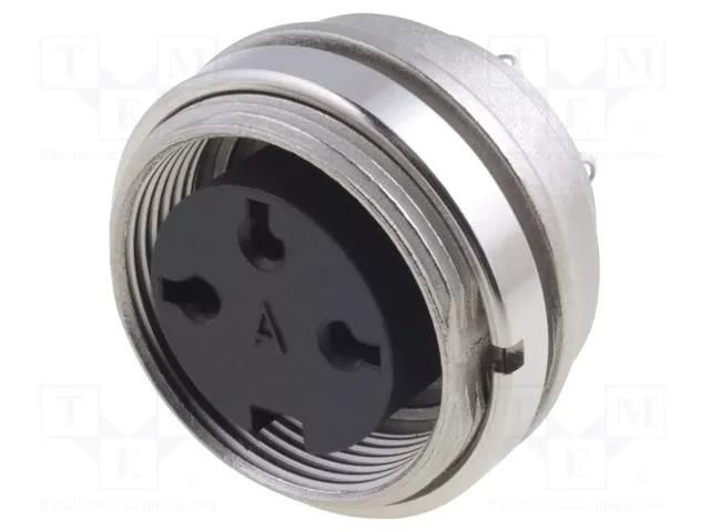 Connector: M16; socket; female; PIN: 3; 5A; 300V; C091A; soldering AMPHENOL C091-T3263-100