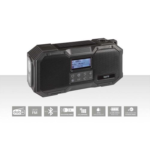 DABMAN OR 1 Robust DAB+ / FM / Bluetooth Outdoor Radio / Crank Radio Black 22-105-00 4024035221052