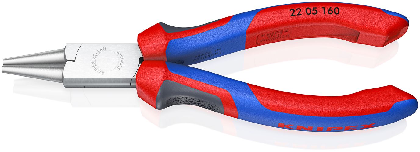 KNIPEX 22 05 160 Round Nose Pliers with multi-component grips chrome-plated 160 mm 22 05 160