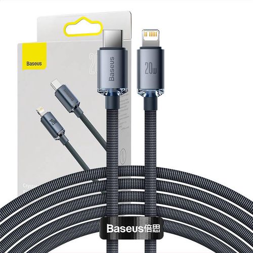 Baseus Crystal Shine cable USB-C to Lightning, 20W, PD, 2m (black), Baseus CAJY000301