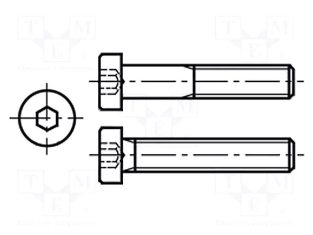Screw; M5x20; 0.8; Head: cheese head; hex key; HEX 3mm; steel; zinc BOSSARD B5X20/BN17