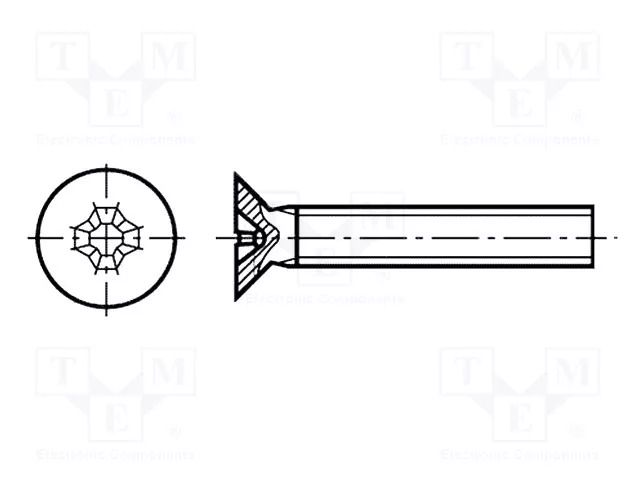 Screw; M3x30; 0.5; Head: countersunk; Phillips; PH1; DIN 965 KRAFTBERG M3X30/D965-A2