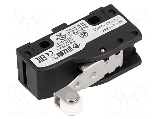 Microswitch SNAP ACTION; 6A/250VAC; 5A/24VDC; SPDT; ON-(ON); MK PIZZATO ELETTRICA MKV11R45