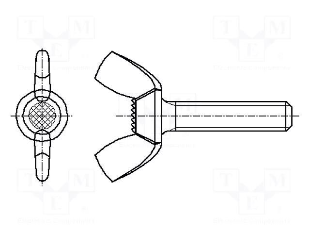 Screw; M5x12; 0.8; Head: wing; steel; zinc; DIN 316; 12mm BOSSARD B5X12/BN276