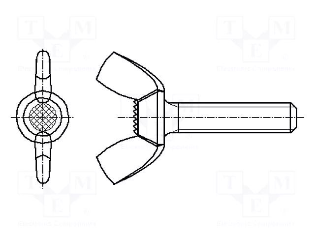 Screw; M5x12; 0.8; Head: wing; steel; zinc; DIN 316; 12mm BOSSARD B5X12/BN276