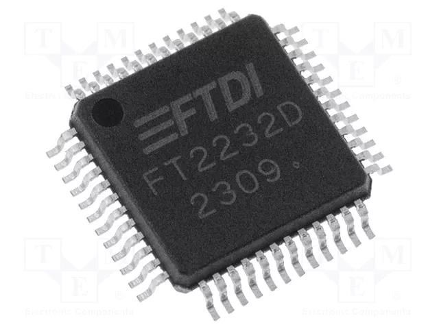 IC: interface; USB-UART x2, FIFO x2, MPSSE; Full Speed; 3.3÷5VDC FTDI FT2232D