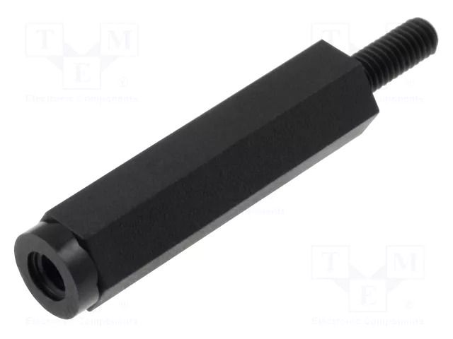 Screwed spacer sleeve; hexagonal; polyamide; M5; M5; L: 15mm; black DREMEC TFM-M5X15/DR288