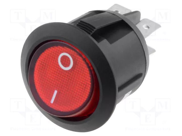 ROCKER; DPST; Pos: 2; ON-OFF; 10A/250VAC; red; neon lamp; R13-244-AC SCI R13244B02R