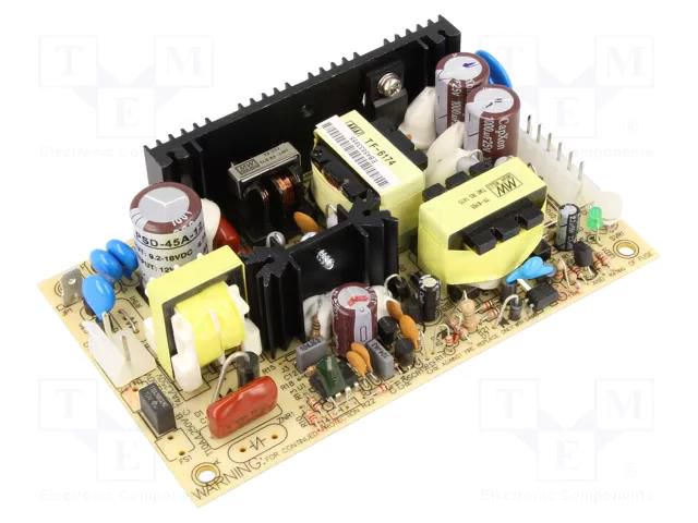 Converter: DC/DC; 30W; Uin: 9.2÷18VDC; Uout: 24VDC; Iout: 1.25A; PCB MEAN WELL PSD-45A-24