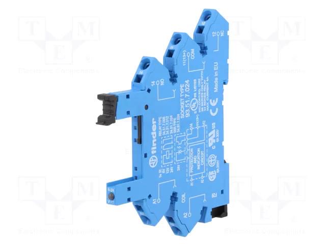 Socket; 6A; for DIN rail mounting; spring clamps; -40÷70°C; IP20 FINDER 93.51.7.024