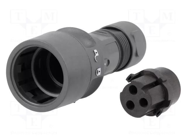 Connector: circular; plug; female; PIN: 3; 16A; 277V; w/o contacts BULGIN PXP6010/03S/CR0507