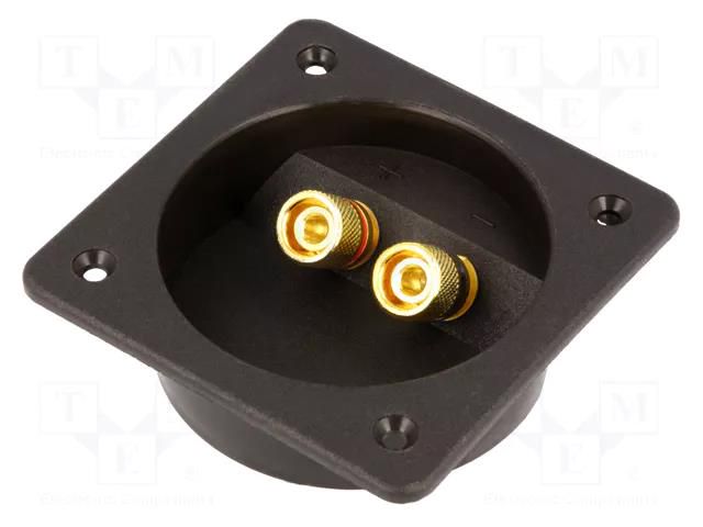 Loudspeaker terminal; Cutout: Ø70mm; on panel,screw BASSER OBGL.TERMINAL.02