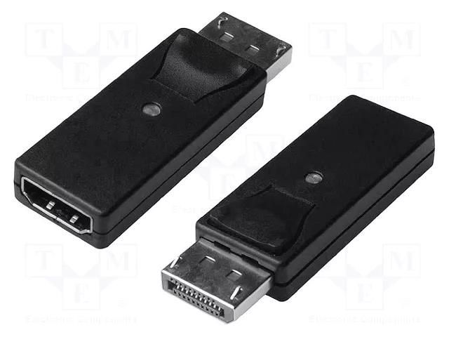 Adapter; DisplayPort plug,HDMI socket; DisplayPort 1.1a; black DIGITUS AK-340602-000-S