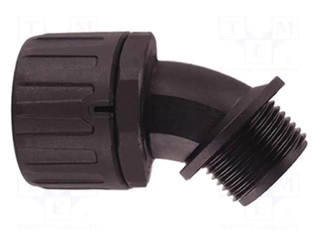 45° angled connector; Thread: PG,outside; polyamide; HelaGuard HELLERMANNTYTON HG21-45-PG16-PA66