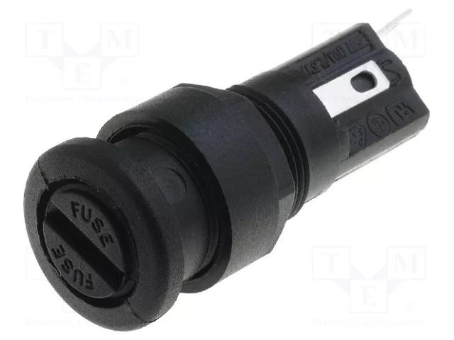Fuse holder; 5x20mm; 250V; on panel; black; UL94V-0; polyester BULGIN FX0455