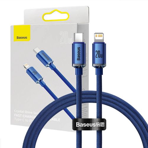 Baseus Crystal cable USB-C to Lightning, 20W, 1.2m (blue), Baseus CAJY000203