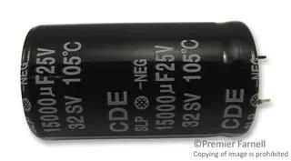CAP, 15000┬╡F, 25V, ALU ELEC, SNAP IN SLP153M025C4P3