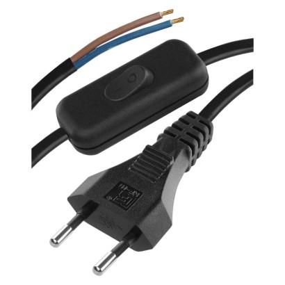 Power Cord PVC 2× 0,75mm2 with switch, 2m, black, EMOS S09272 8595025321329