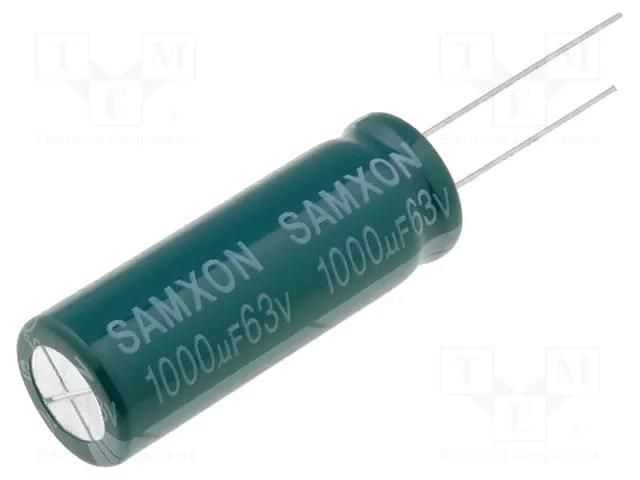 Capacitor: electrolytic; low ESR; THT; 1000uF; 63VDC; Ø12.5x35mm SAMXON GF1000/63