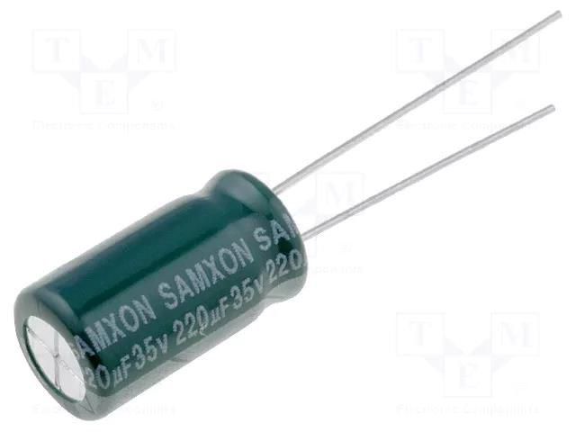 Capacitor: electrolytic; low ESR; THT; 220uF; 35VDC; Ø8x16mm; ±20% SAMXON GF220/35