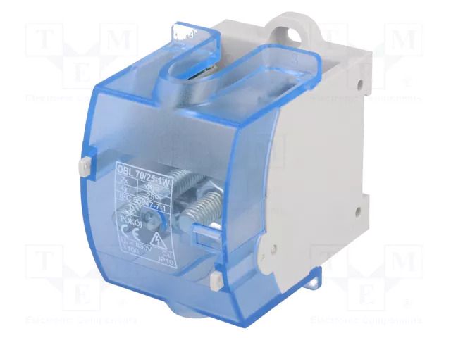 Splice terminal: rail; 101A,192A; 690V; screw terminal; grey; TS35 POKÓJ OBL70/25-1W