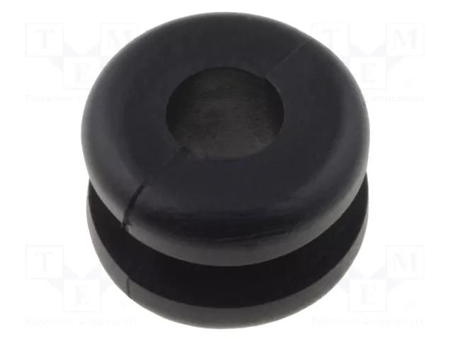 Grommet; Ømount.hole: 6.4mm; Øhole: 4mm; PVC; black; -30÷60°C HELLERMANNTYTON HV1201B-PVC-BK-N1